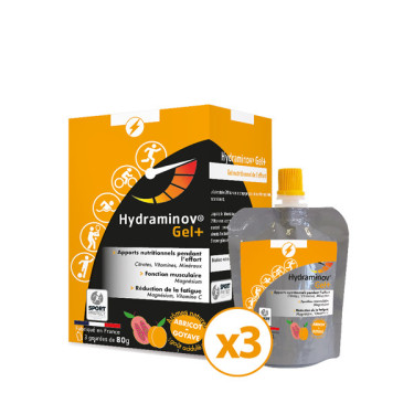 Hydraminov Gel+ - Gel nutritionnel Effinov x 3 - Abricot, goyave