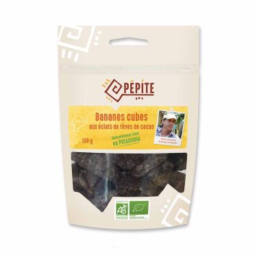 Cubes de bananes séchées bio au cacao