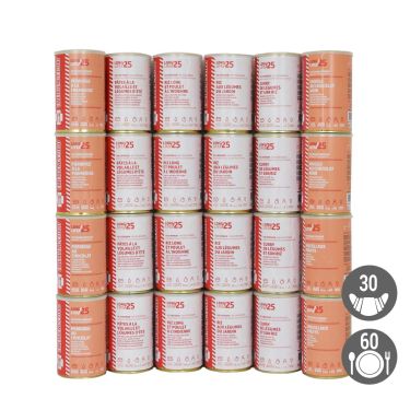 Pack Survie 1 mois - 30 Petits-déjeuners, 60 Repas - Stockage 25 ans