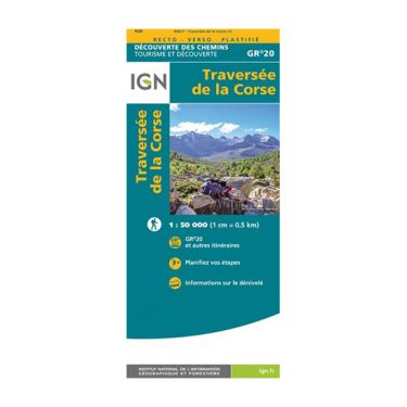 Carte plastifiée IGN - GR20 - Traversée de la Corse