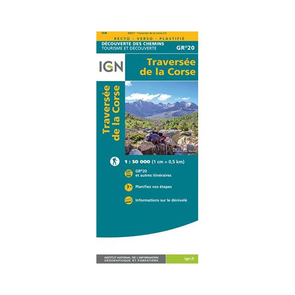 Carte plastifiée IGN - GR20 - Traversée de la Corse