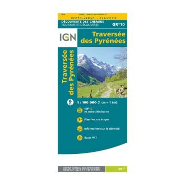 Carte plastifiée IGN - GR10 - Traversée des Pyrénées