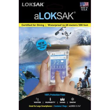 Sachets étanches aLoksak pour smartphone x 2 - 8,5 x 15,9 cm