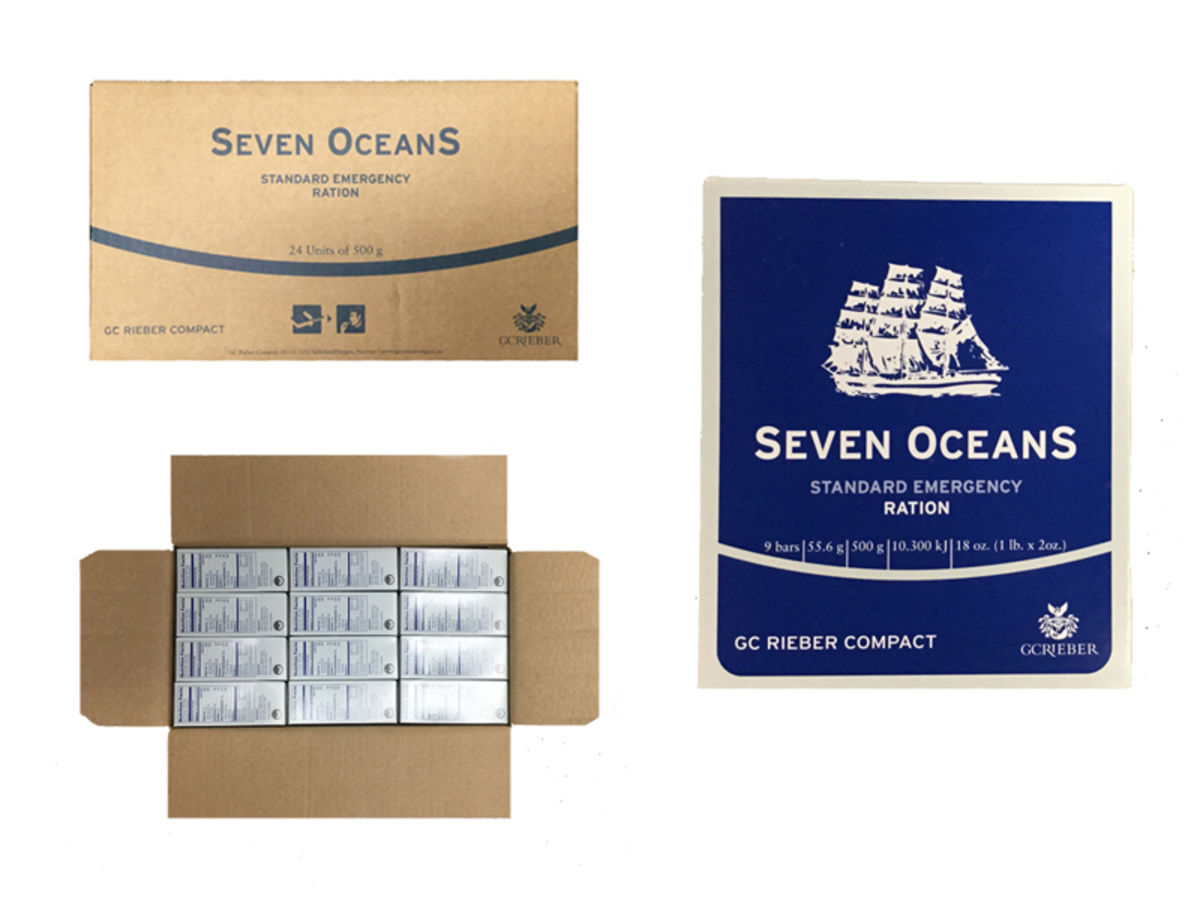 24 rations compactes de survie 500g · 5 ans · Seven Oceans